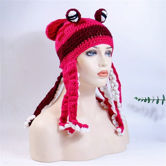 ZSQDM Adult Halloween Party Tricky Funny Head Cover Crochet Yarn Hat Crochet Hat The Perfect Addition To Your Everyday Winter Wardrobe beanies Hat with Fan Bomber Hats Shot Bottles with Caps