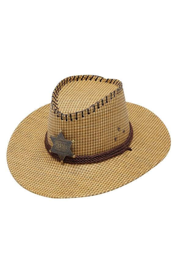 ZSQDM Adult Unisex Summer Fashion Sunscreen Straw Cap beach Casual Cowboy Hat beanie for Women Cowboy Hat Cowboy Tire Caps