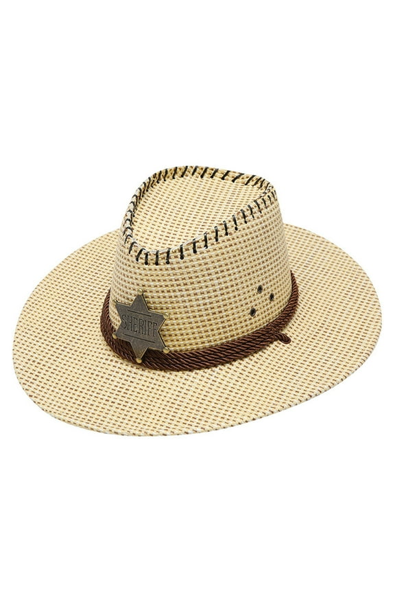 ZSQDM Adult Unisex Summer Fashion Sunscreen Straw Cap beach Casual Cowboy Hat beanies Wide Brim Hats for Women Cowboy Baseball Cap Women