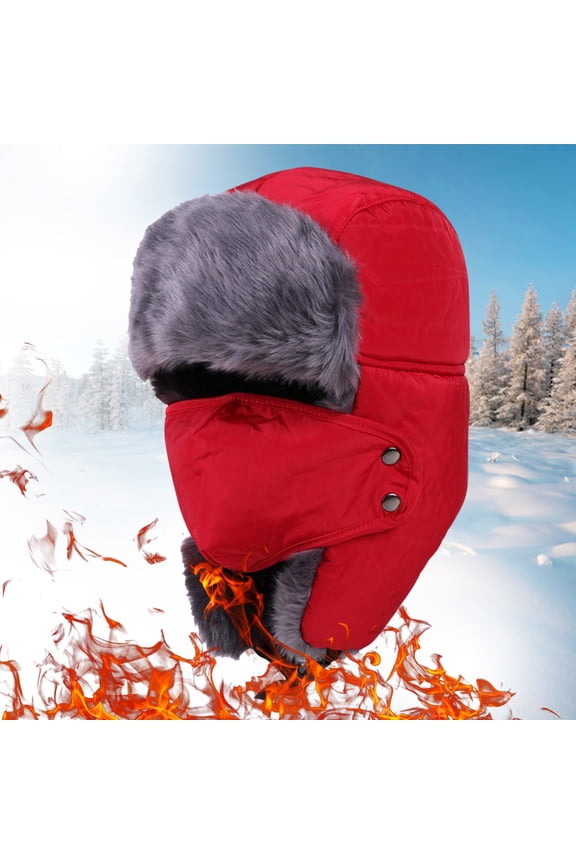 ZSQDM Adult Winter Outdoor Solid Thicken Neck Protection and Windproof Warm Riding Hat Women beanie Mens Hat Bomber Hats Welding Cap