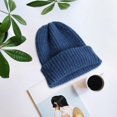 thumbnail image 1 of ZSQDM Autumn/Winter Imitation Rolled Hem Solid Color All Get Knitted Hat Men's and Women's Flanged Cold Hat Women beanie Hat Scarf ,Hat,& Gloves Baseball Caps for Men & Women, 1 of 3