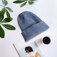 thumbnail image 1 of ZSQDM Autumn/Winter Imitation Rolled Hem Solid Color All Get Knitted Hat Men's and Women's Flanged Cold Hat beanie for Women Golf Hat Scarf ,Hat,& Gloves Baseball Cap Washing Cage, 1 of 3