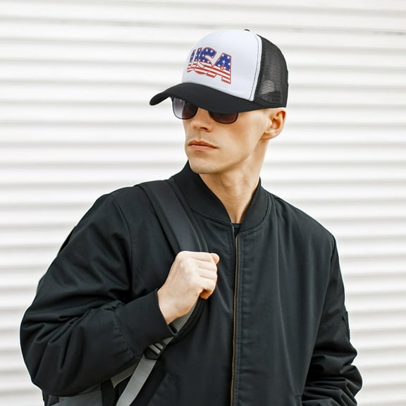 ZSQDM Baseball Cap European and American Printed Duck Tongue Net Hat American Flag Baseball Hat beanies Pirate Hat Sun Hats Solar Post Cap Lights