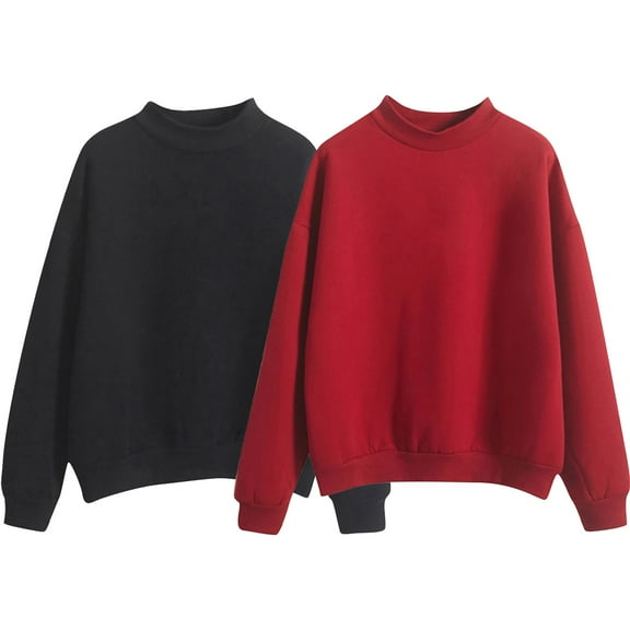 ZSQDM Black Zip Up Hoodie Women Women's Loose Fit Round Neck Pullover Long Sleeve Casual Knit Top Midweight Medium Stretch Sweatshirt Essentials&nbsp;Hoodie Women's Hoodless Sweatshirt(M)