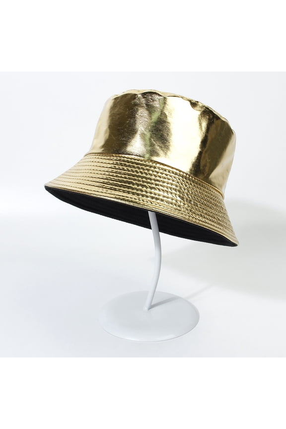 ZSQDM Bright Leather Color Double Fisherman's Hat Women's Outdoor Sun Basin Hat Foldable Travel Hat Men Multicolor Optional Women beanie Straw Hat Bucket Hats Shower Caps