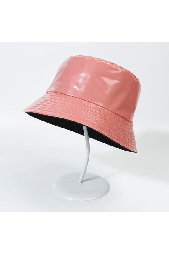 ZSQDM Bright Leather Color Double Fisherman's Hat Women's Outdoor Sun Basin Hat Foldable Travel Hat Men Multicolor Optional beanies Black Cowboy Hat Bucket Hats Scrub Caps Women