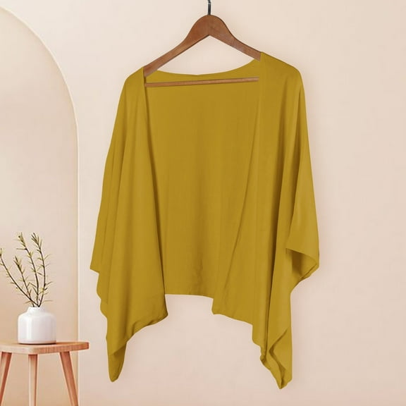 ZSQDM Cardigan Tops Women's Linen Cardigan 3/4 Sleeve Open Front Casual Loose Cover Up Lightweight Shrug Draped Ruffles Knit Cardigan Fall Cardigans for Women Long Sweaters for Women(M)