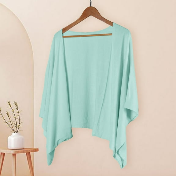 ZSQDM Cardigan Tops Women's Linen Cardigan 3/4 Sleeve Shrugs Open Front Loose Shawl Wrap Cover Ups Lightweight Shrug Cropped Cardigan for Women Off The Shoulder Sweater(Xxl)