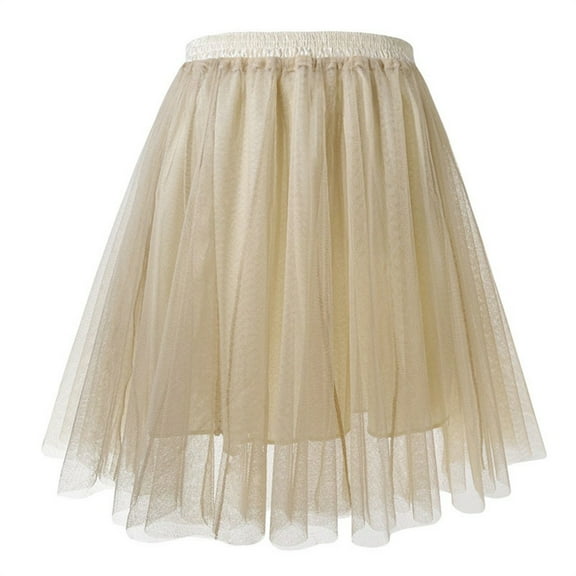ZSQDM Clear! Womens Pleated Knee Length Skirt Adult Tutu Dancing Skirt Khaki XXXL