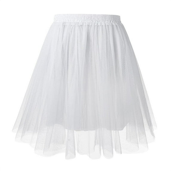 ZSQDM Clear! Womens Pleated Knee Length Skirt Adult Tutu Dancing Skirt White XL