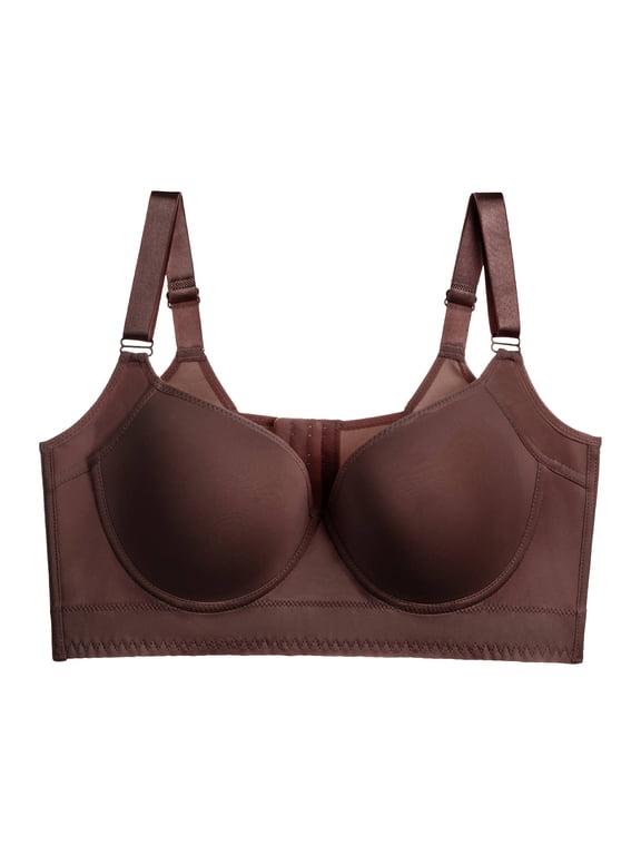 Bras for Women Shapedly Bra Shapedly Back Smoothing Bra Hide Back Full Back Coverage Deep Cup Bra Brown8 36H