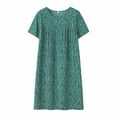 thumbnail image 1 of ZSQDM House Dresses for Women Summer Cotton Silk Short Sleeved Sleep Dress For Middle Aged Women New Loose Fitting Home Wear Elderly Sleepwear Plus Size Dress Green One Size, 1 of 3