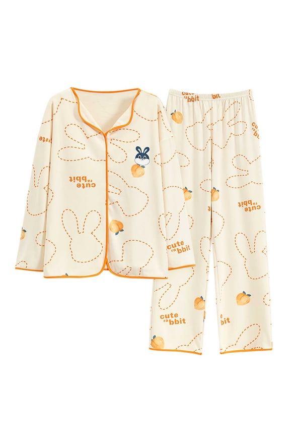 Pajamas Set for Women Women's Petite Pajama Set Petite Length Tunic Top Wide Leg Pants Orange M