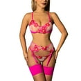 thumbnail image 1 of WCJM Underwear for Women, Women's Fun Underwear Set Lace Mesh V Neck Embroidery with Steel Ring Gathering WCJM Corset Underwear Watermelon red XS, 1 of 7