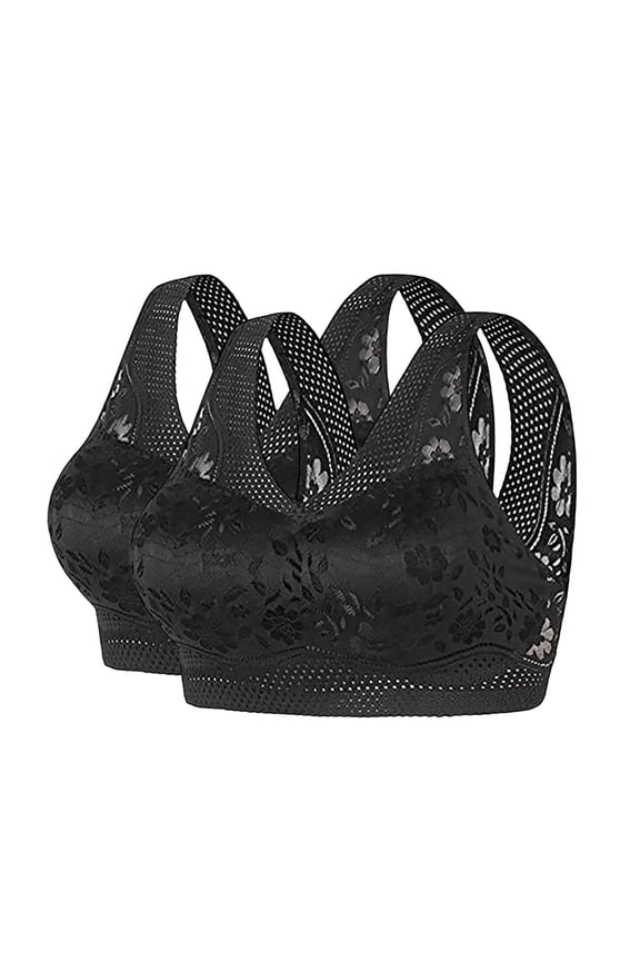 Women's Full Figure Minimizer Bras Comfort Large Busts Wirefree Non Padded Plus Size Bra Black XXXXL