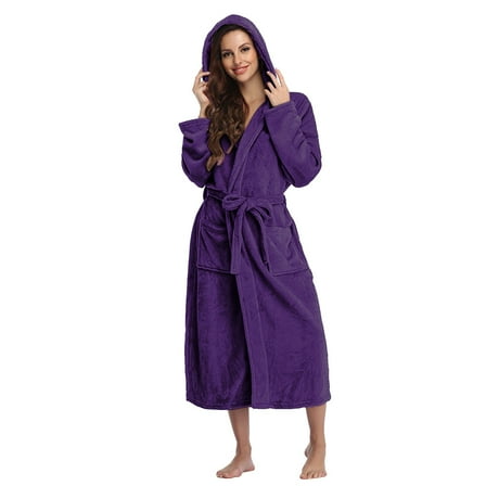 ZSQDM Women's Sleepwear Women's Long Bathrobe Robe With Belt Purple XXXL
