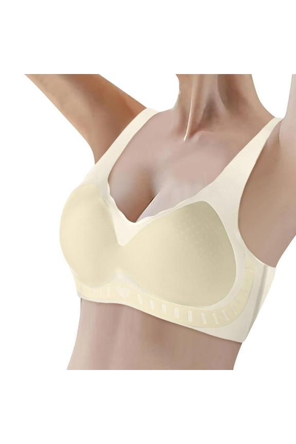 Womens Bras Womens Wireless Bra Super Gather Bra Anti Sagging Breasts Support Pushup Lifting Bras For Older Women Beige XXL
