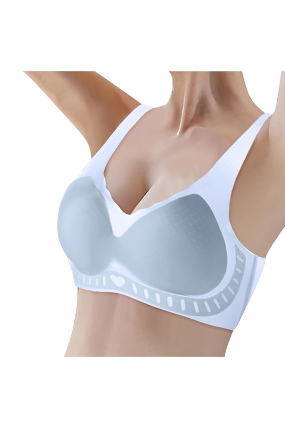 Womens Bras Womens Wireless Bra Super Gather Bra Anti Sagging Breasts Support Pushup Lifting Bras for Older Women Blue M