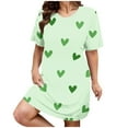 thumbnail image 1 of ZSQDM Clothing Womens House Dress Plus Size Casual Sleep Dress Women's Plus Heart Print Short Sleeve Round Neck Medium Stretch Loose Nightdress Valentine's Day Nightdress Mint Green XXL, 1 of 3