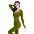 thumbnail image 1 of ZSQDM Womens Thermal Underwear Set Womens Thermal Underwear Set Long Winter Clothes Base Layer Cuddle Duds Top And Bottom Thermals Sets Green1 A, 1 of 6