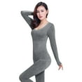 thumbnail image 1 of ZSQDM Womens Thermal Underwear Set Womens Thermal Underwear Set Long Winter Clothes Base Layer Cuddle Duds Top And Bottom Thermals Sets Grey A, 1 of 5