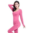 thumbnail image 1 of ZSQDM Womens Thermal Underwear Set Womens Thermal Underwear Set Long Winter Clothes Base Layer Cuddle Duds Top And Bottom Thermals Sets Hot Pink A, 1 of 5