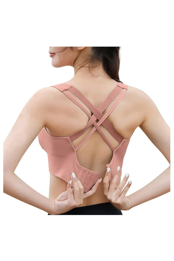 Womens Underwear High Impact Sports Bra For Women Back Cups Hook And Closure High Support Running Bra Pink L