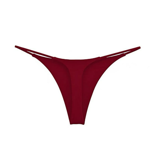 ZSQDM Womens Underwear Women Double Strap Thong Low Waist Double Cotton T Shape Panties Wine Red XL