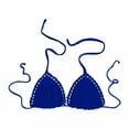 thumbnail image 1 of ZSQDM Womens Underwear Women's Summer Solid Color Hand Crochet Swimsuit Euramerican Swimsuit Bikini Top Blue L, 1 of 3