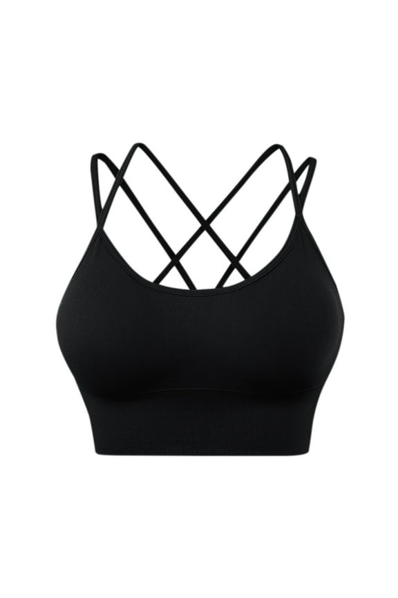 Womens Underwear Womens Back Sport Bras Padded Strappy Cropped Bras For Yoga Workout Fitness Low Impact Bras Black XXXL