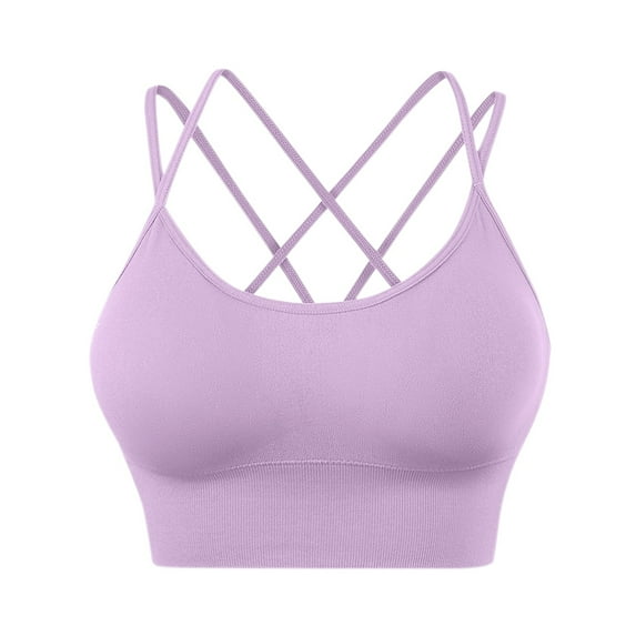 ZSQDM Womens Underwear Womens Back Sport Bras Padded Strappy Cropped Bras For Yoga Workout Fitness Low Impact Bras Purple XXXL