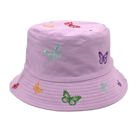 ZSQDM Colorful Butterfly Embroidery Double Sided Fisherman Hat Japanese Small Fresh Sunscreen Basin Hat Male Visor Hat beanie of Men Cowboy Hats Bucket Hats Skull Cap
