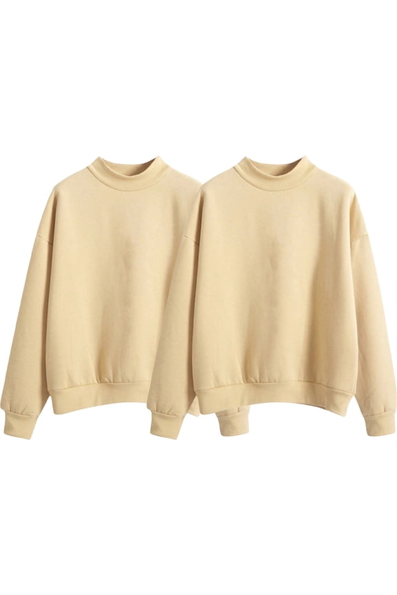 ZSQDM Cropped Hoodies for Women Mockneck Sweatshirt-Plain Loose Fit Crewneck Sweatshirts Casual Long Sleeve Fall Hoodies Sweaters Tunic Essentials Hoodie Women's Hoodless Sweatshirt(S)