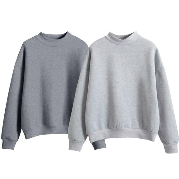 ZSQDM Cute Hoodies for Women Mockneck Sweatshirt-Plain Loose Fit Crewneck Sweatshirts Casual Long Sleeve Fall Hoodies Sweaters Tunic Essentials Hoodie Women's Hoodless Sweatshirt(L)