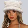 thumbnail image 1 of ZSQDM Cute bear Ear Basin Hat Winter Thick Warm Hat Bucket Cap for Women Men beanie Bros Hats Bucket Hats Cap Sleeve Tops for Women, 1 of 4