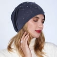 thumbnail image 1 of ZSQDM Double Layer Cotton Hot Drilled beaded Pullover Hat Womens Winter Warm Knitted Hat Wool Ski Hat Sun Hat beanie of Men New Era Hats Bomber Hats Skull Caps for Men, 1 of 4