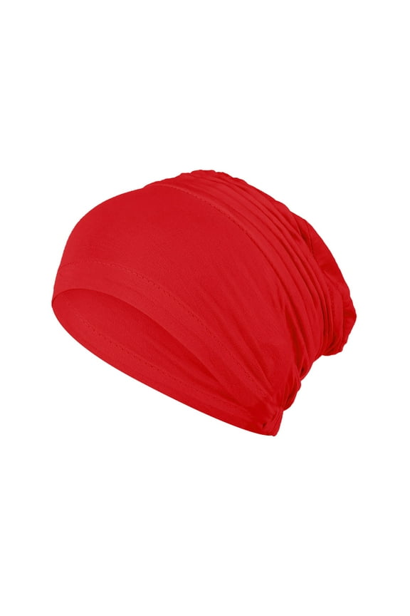 Fashion Wide Headband Women's Solid Color Pleated Bottom Small Hat Silk Cotton Headscarf Hat Muslim Headscarf Hair Accessories