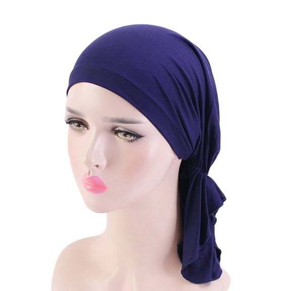 ZSQDM Fashion Women Reversible Adjustable beading Braid Hat Muslim Ruffle Cancer Wrap Cap Sleep Caps Satin Lined Hair Bonnets beanie for Women Pirate Hat Bucket Hats Bump Cap