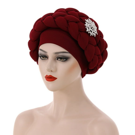ZSQDM Fashion Women beading Braid Hat Muslim Ruffle Cancer Wrap Cap Sleep Caps Satin Lined Hair Bonnets beanie Boonie Hats for Men berets Caps for Men