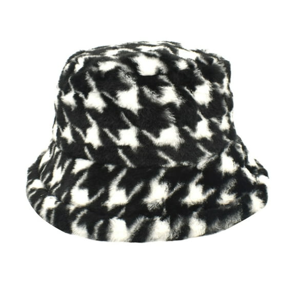 ZSQDM Female Japan and South Autumn and Plush Fishermans Hat Net Red Autumn and Warm Thousand Bird Grid Basin Cap Men and Women To Travel beanie Womens Sun Hat Bucket Hats Black Baseball Cap