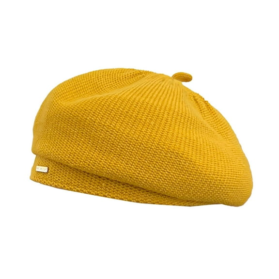 ZSQDM French Style Beret Hat for Women New Casual Versatile Solid Colour Wool Knitted Beret Outdoor Warm Cap Simple Painter Hat Female Womens Classic Knit Beret Cap