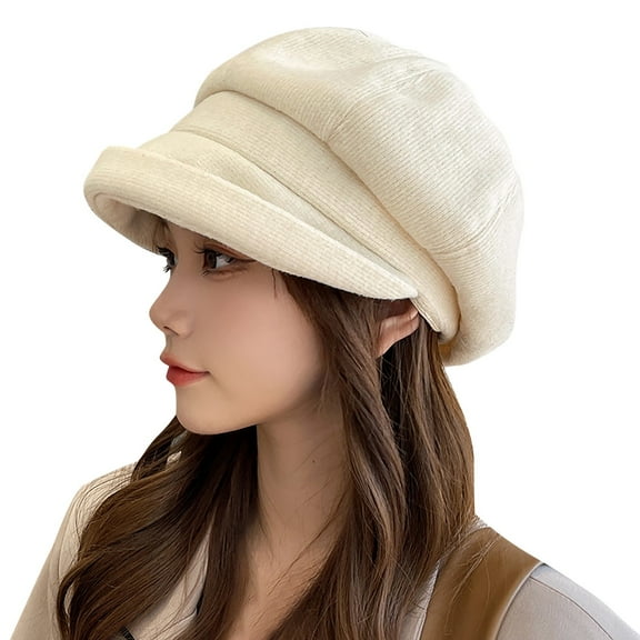 WCJM Unique Beret-Cap for Women: French Style Vintage Design with Newsboy Visor & Soft Panels, Classic Knit Hat