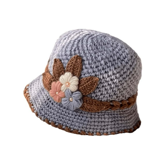 ZSQDM French Thicken Women's Flowers Knitted Woolen Hat Warm and Windproof Knitted Crochet Flower Knitting Hat beanie Mens Hats berets Shower Cap for Women
