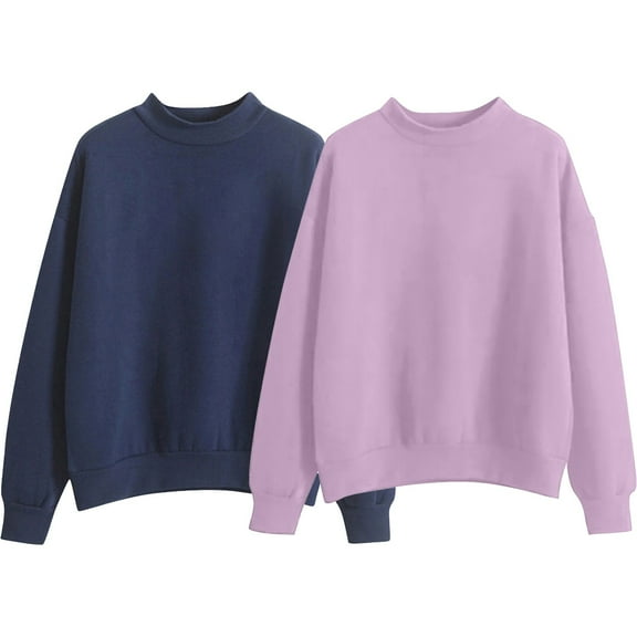 ZSQDM Graphic Hoodies for Women Mockneck Sweatshirt-Plain Loose Fit Crewneck Sweatshirts Casual Long Sleeve Fall Hoodies Sweaters Tunic Essentials Hoodie Women's Hoodless Sweatshirt(L)