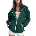 thumbnail image 1 of ZSQDM Half Zip Hoodie Womens Zip Jacket Soft Oversized Crop Sweatshirt Long Sleeve Winter Coats Fashion Outwear Tops Green Women'S Polyester Hoodie (L), 1 of 4