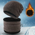 thumbnail image 1 of ZSQDM Hat Neutral Women Men Autumn and Winter Solid Color Wool Hat Thickened Warm Ear Protection Cold Knitted Hat Scarf Two Piece Set beanie of Men Mens Hat Scarf ,Hat,& Gloves Men's Hats & Caps, 1 of 6