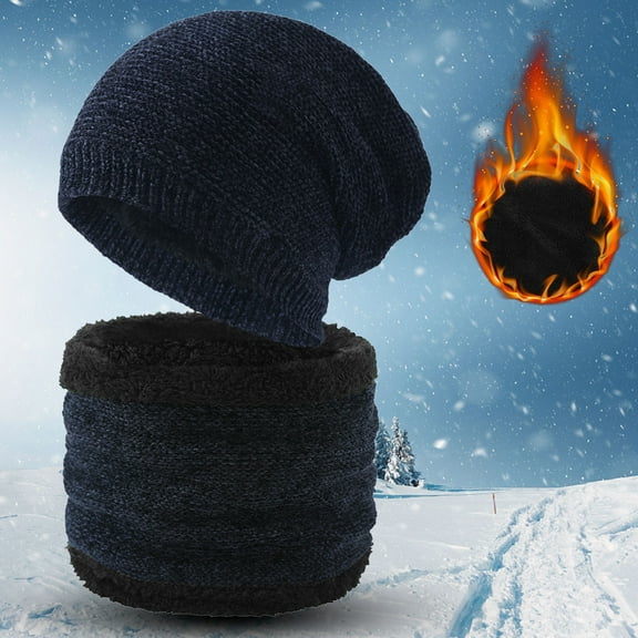 ZSQDM Hat Neutral Women Men Autumn and Winter Solid Color Wool Hat Thickened Warm Ear Protection Cold Knitted Hat Scarf Two Piece Set beanie Trucker Hat Men Scarf ,Hat,& Gloves Skull Caps