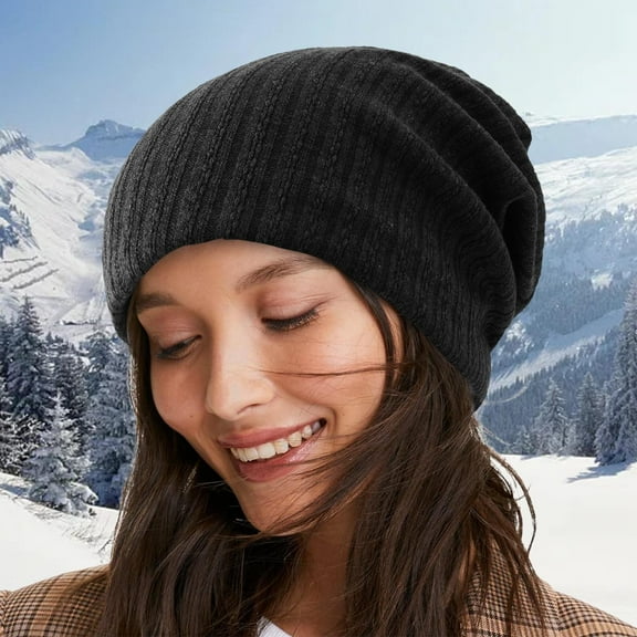 ZSQDM Headwear Womens Winter Hat Warm Chunky Cable Knit Hats Soft Stretch Thick Cute Knitted Cap for Cold Weather beanie Pro Shop Hat Bomber Hats Theraice Migraine Relief Cap