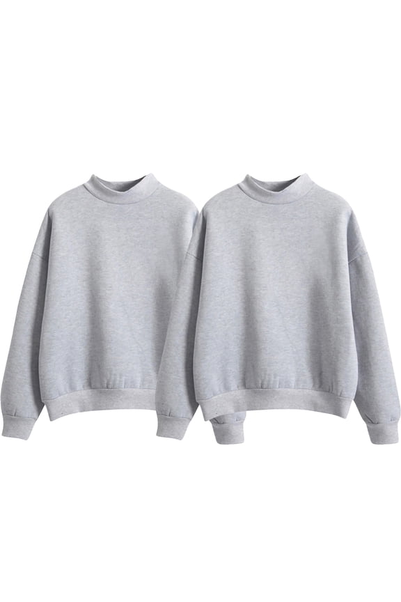 ZSQDM Hoodies for Women Mockneck Sweatshirt-Plain Loose Fit Crewneck Sweatshirts Casual Long Sleeve Fall Hoodies Sweaters Tunic Essentials&nbsp;Hoodie Women's Hoodless Sweatshirt(S)