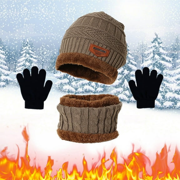 ZSQDM Kids Fleece Scarf Warm Kids Hat Scarf Gloves Three Piece Warm Set beanie Baby Sun Hat Scarf ,Hat,& Gloves Swim Caps for Women